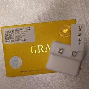 Sterling Silver Emerald-Cut Stud Earrings with Certificate